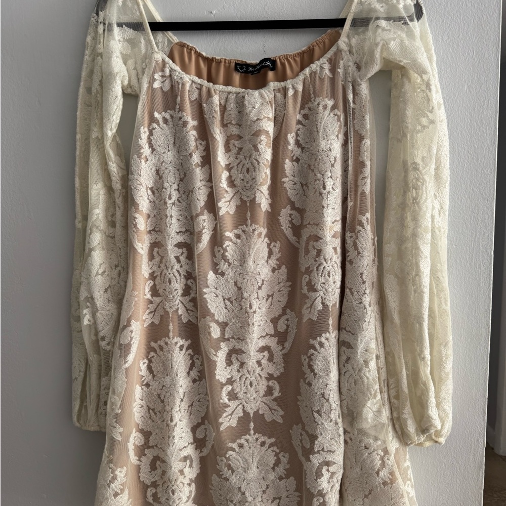 For Love And Lemons Cream and Tan Lace Dress